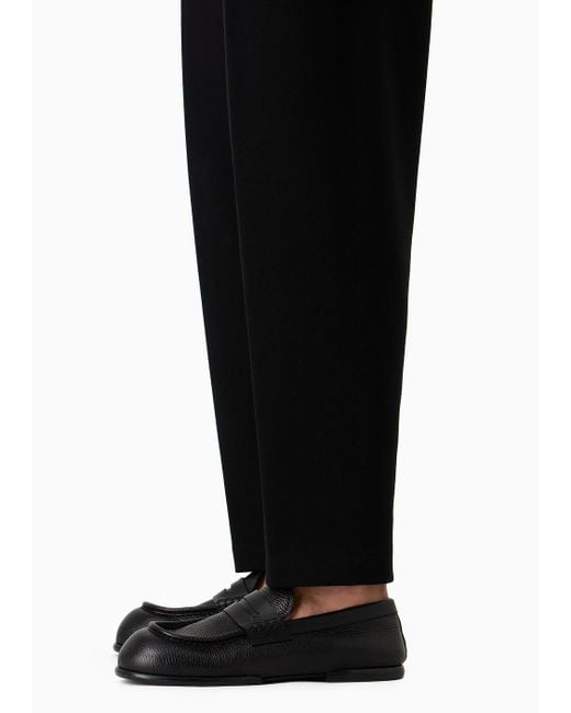 Emporio Armani Black Piqué Jersey-fleece Trousers for men