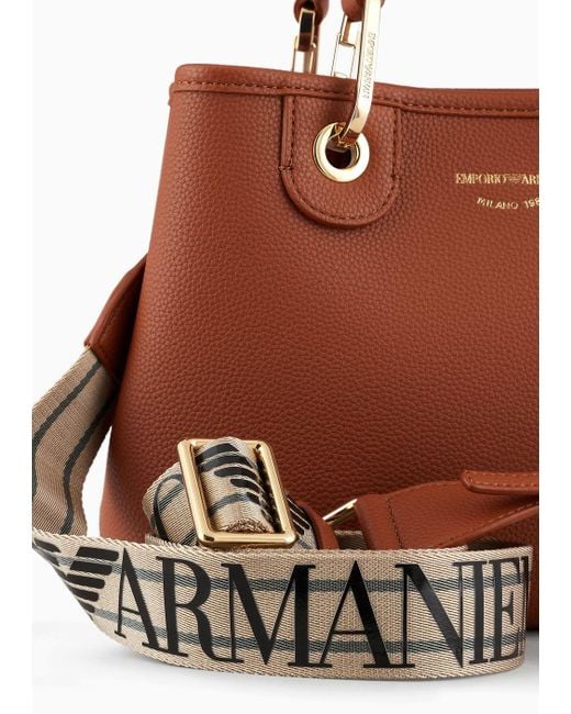 Emporio Armani Brown Small Myea Shopper Bag With Deer Print