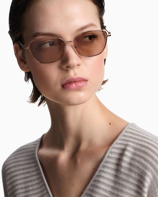 Emporio Armani White Irregular-Shaped Sunglasses