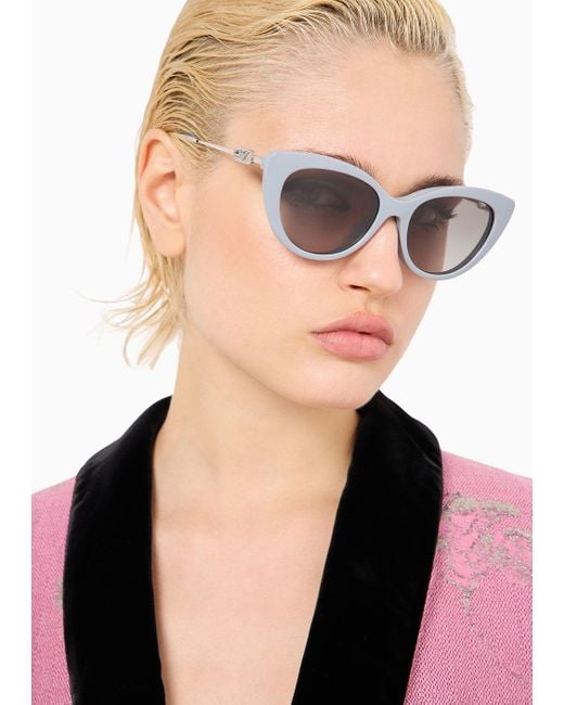 Emporio Armani Black Cat-eye Sunglasses With Interchangeable Lenses