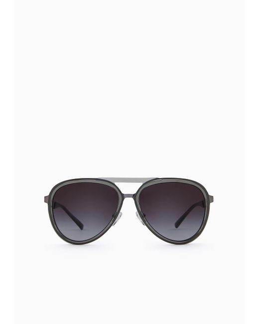 Emporio Armani Gray Aviator Sunglasses for men
