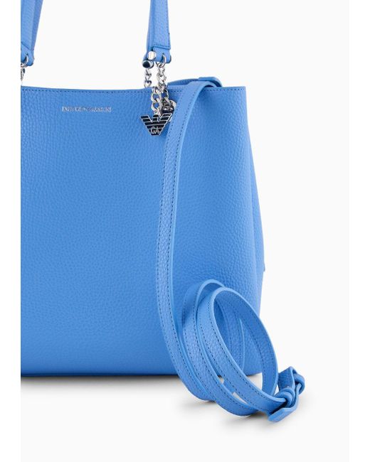 Emporio Armani Blue Palmellato Leather-effect Shopper Bag With Eagle Charm