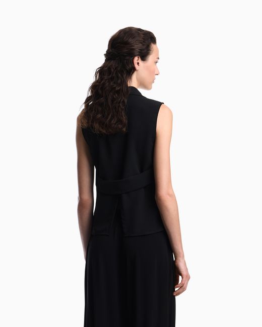 Emporio Armani Black Flowing Crêpe Waistcoat With Lapels