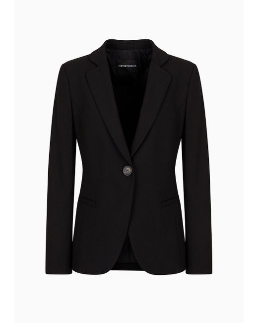 Emporio Armani Black Barathea-wool Single-breasted Jacket