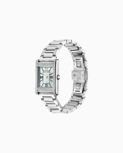 Emporio Armani White Two-Hand Stainless Steel Watch