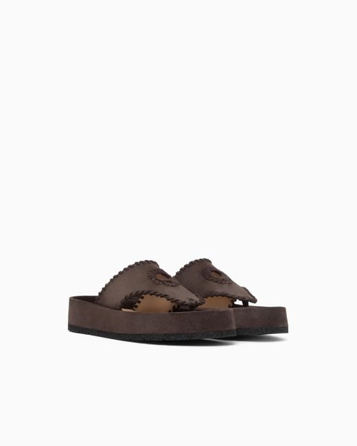 Emporio Armani White Velour Suede Flip-Flop Sandals for men