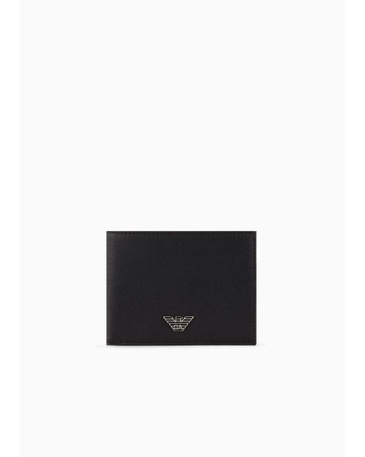 Emporio Armani White Coin-pocket Wallet In Regenerated Leather With Eagle Plate for men