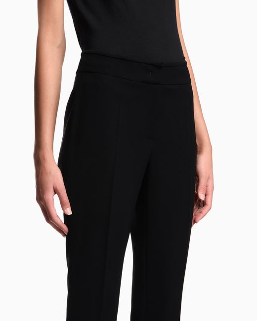 Emporio Armani Black Cropped Trousers With Flared Hem