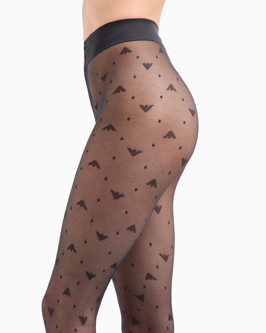 Emporio Armani Brown Tights With Polka Dots And All-Over Eagles