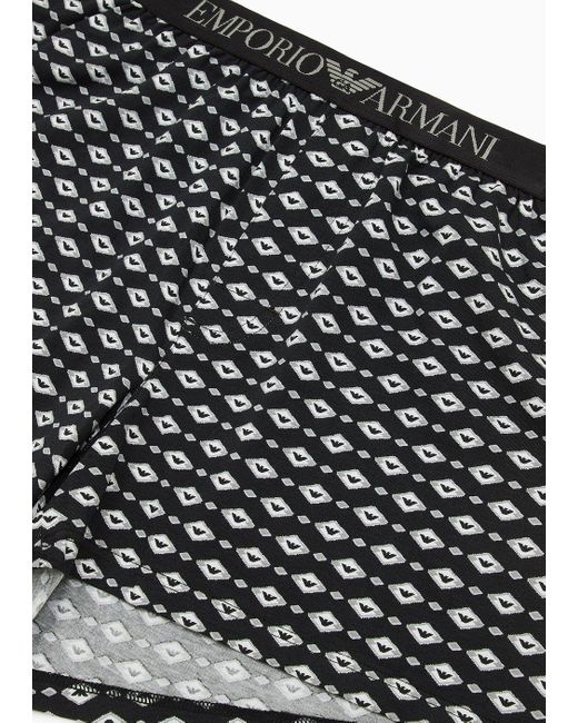 Emporio Armani Black Boxers With Mixed Pattern Print for men