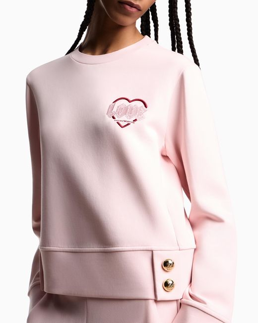 Emporio Armani Pink Asv Sweatshirt Aus Doppellagigem Jersey Aus Der Sonderkollektion Zum Valentinstag