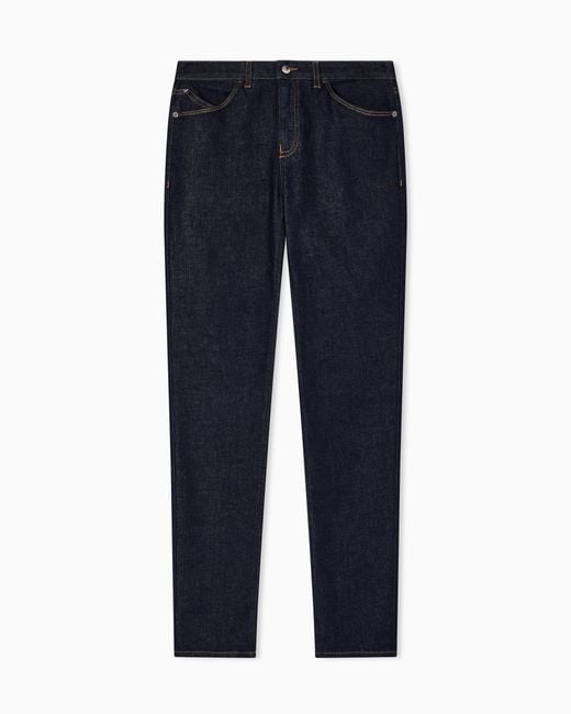 Emporio Armani Blue Stretch Jeans Essential With Five Pockets And A Skinny Leg