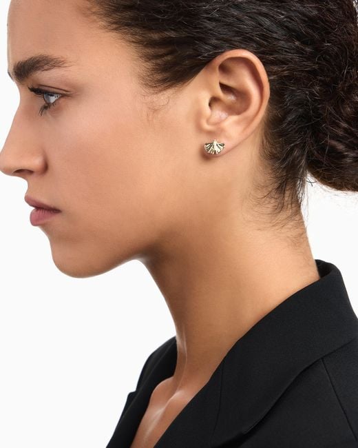 Emporio Armani White Tone Brass Stud Earrings