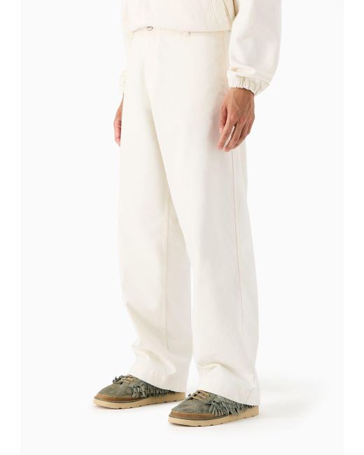 Emporio Armani White Sustainability Values Capsule Collection Organic Bull Trousers for men