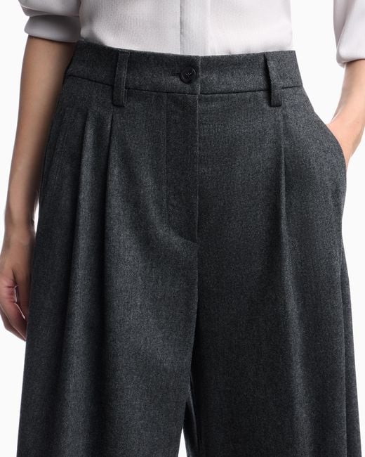 Emporio Armani Blue Wool Flannel Pleated Bermuda Shorts Signature Capsule