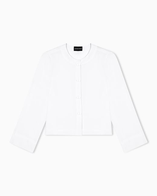 Emporio Armani White Micro Leopard Spot Jacquard Fluid Fabric Shirt