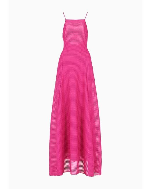 Emporio Armani Pink Long Dress In Ottoman-look Jersey