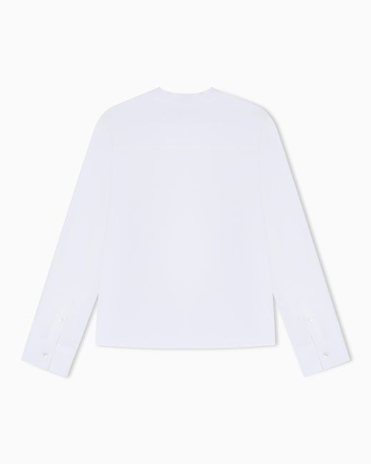 Emporio Armani White Poplin Shirt With Guru Collar