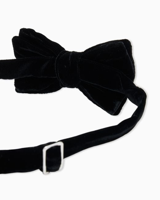 Emporio Armani Black Smooth Velvet Bow Tie for men