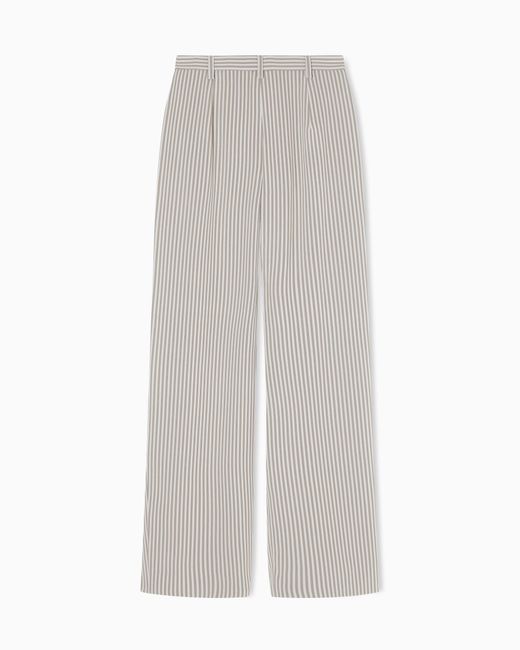 Emporio Armani Gray Icon Striped Fluid Crêpe Darted Trousers