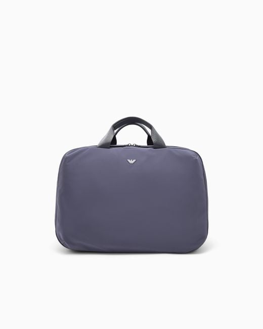 Emporio Armani Blue Backpack With Breathable Mesh And Bonded Leather Details for men