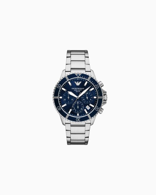 Emporio Armani Blue World Explorer Solar-Powered Chronograph Stainless Steel Watch for men
