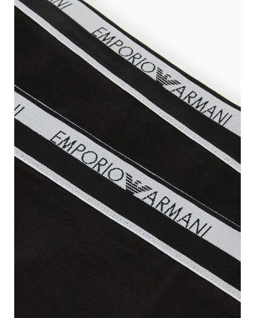 Emporio Armani Black Asv Slip Iconic Aus Bio-baumwolle Mit Logotape Im 2er-pack