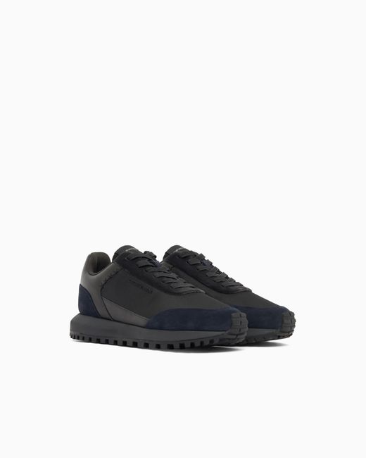 Emporio Armani Blue Lace-Up Sneakers for men
