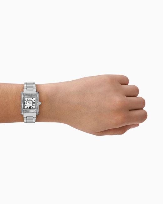 Emporio Armani White Two-Hand Stainless Steel Watch