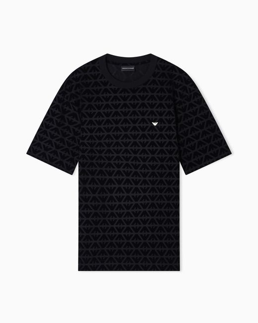 Emporio Armani Black Lunar New Year Lyocell-Blend Jersey T-Shirt With Flocked Eagles for men