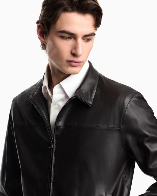 Emporio Armani Black Glove-Like Nappa Lambskin Blouson for men