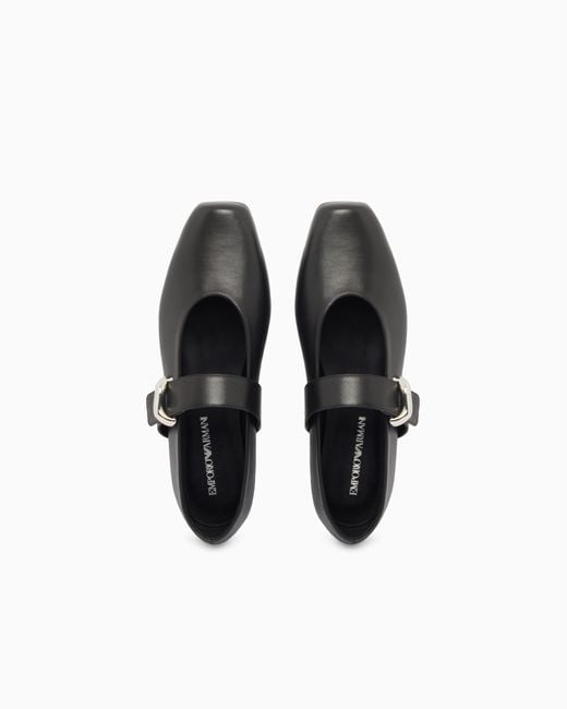 Emporio Armani White Nappa-Leather Ballerinas