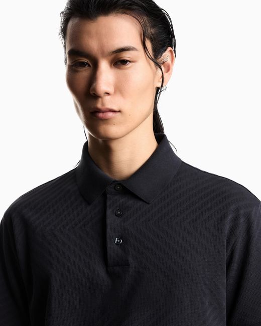 Emporio Armani Black Us Exclusive Jacquard Jersey Polo Shirt for men