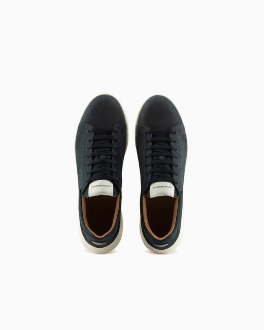 Emporio Armani Blue Nubuck Sneakers With Knurled Soles for men