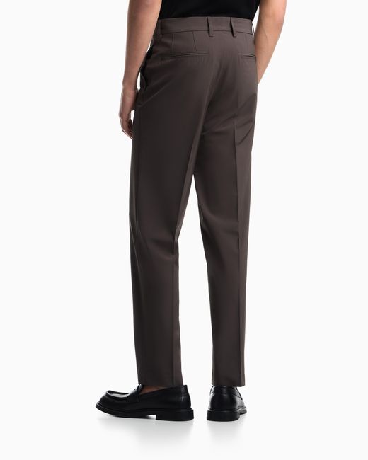 Emporio Armani Brown Nylon Viscose Blend Trousers for men