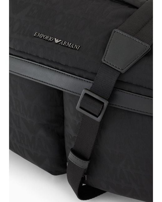 Emporio Armani Nylon-messenger Mit Durchgehendem Logo-schriftzug Aus Jacquard-stoff in Black für Herren