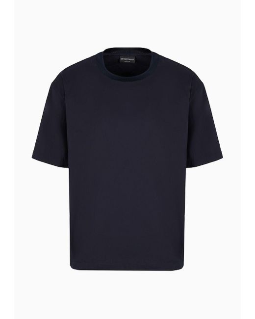 Camiseta De Tejido Camisero De Raso Elástico Emporio Armani de hombre de color Blue