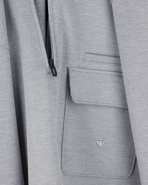 Emporio Armani Gray Travel Essential Piqué Jersey Hoodie for men