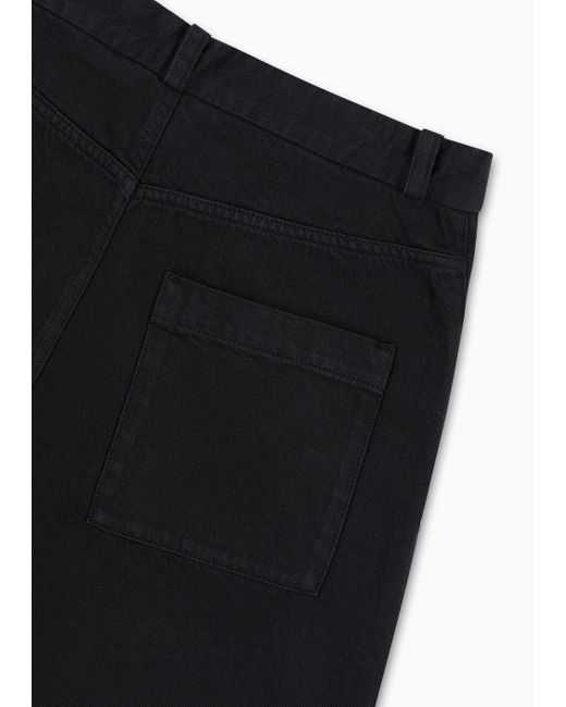 Emporio Armani Black Garment-dyed Bull Denim Baggy Pants With Mon Amour Print for men