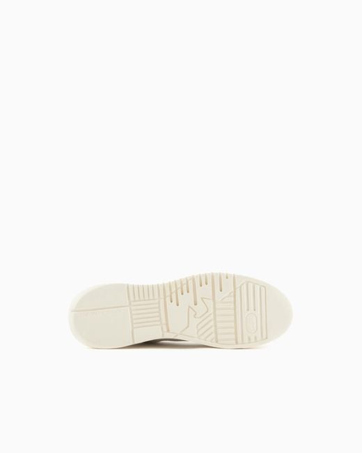 Emporio Armani White Nubuck Sneakers With Knurled Soles for men