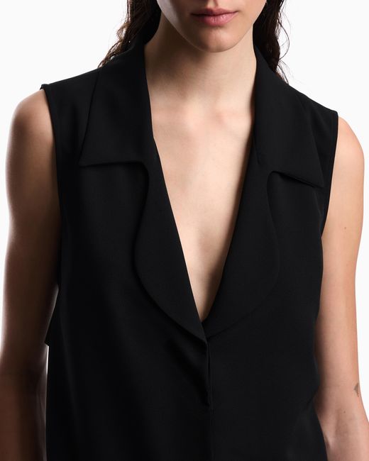 Emporio Armani Black Flowing Crêpe Waistcoat With Lapels