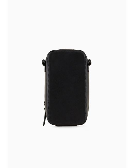 Iphone Case In Pelle Con Logo E Tracolla di Emporio Armani in Black da Uomo
