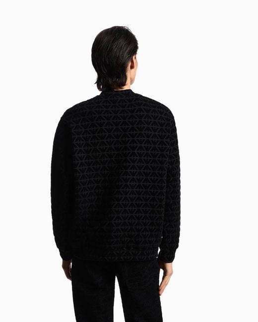 Emporio Armani Black Lunar New Year Double-Jersey Sweatshirt With All-Over Flocked Eagles for men