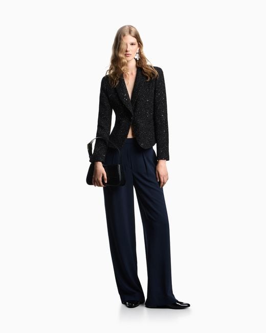 Pantalon À Pinces En Tissu Sablé Stretch Emporio Armani en coloris Blue