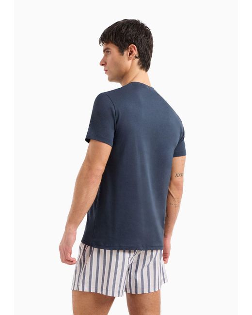 Pijama De Corte Cómodo Con Bóxer Estampado En Tejido Jacquard Emporio Armani de hombre de color Blue