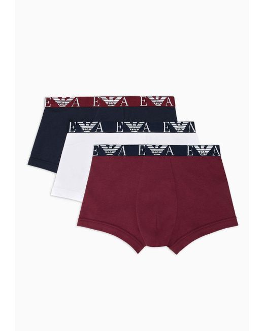 Emporio Armani Red Three-pack Of Boxer Briefs With Bold Monogram Logo for men