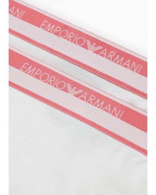Emporio Armani Pink Asv Brazilian Slip Iconic Aus Bio-baumwolle Mit Logotape Im 2er-pack