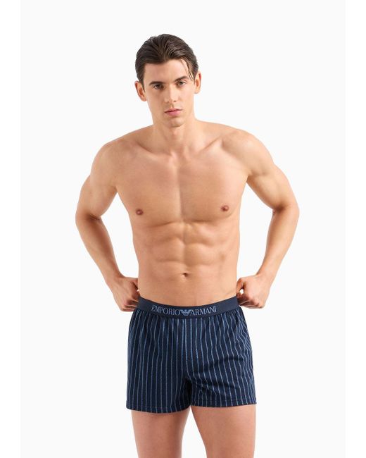 Emporio Armani Blue Boxers With Mixed Pattern Print for men