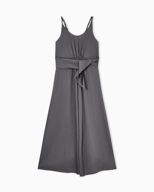 Emporio Armani Gray Twill Crêpe Sash Dress