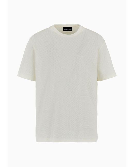 T-shirt In Jersey Jacquard di Emporio Armani in White da Uomo